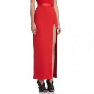 Red AQAQ high split midi skirt